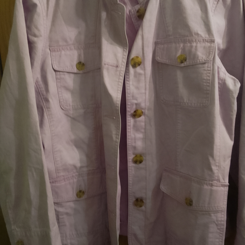 Talbots Light Purple Military Button FrontUtility Jacket Size 1x 100% Cotton - Picture 12 of 15